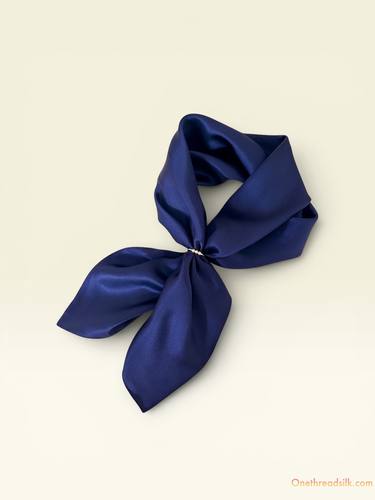 Vietnamese Mulberry Silk Scarf, Navy Blue Square Bandana, 22x22 Neckwear, Anniversary Gift for Her