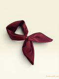 Vietnamese Mulberry Silk Scarf, Wine Red Square Bandana, Hand-Rolled Edges, Christmas Gift for Her