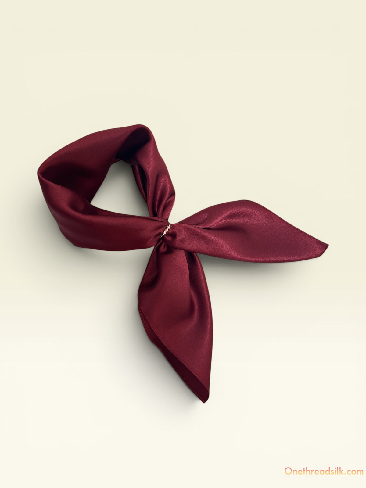 Vietnamese Mulberry Silk Scarf, Wine Red Square Bandana, Hand-Rolled Edges, Christmas Gift for Her