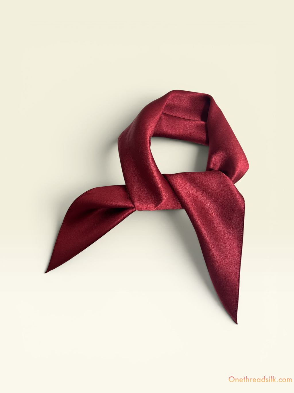 Vietnamese Mulberry Silk Scarf, Wine Red Square Bandana, Hand-Rolled Edges, Christmas Gift for Her