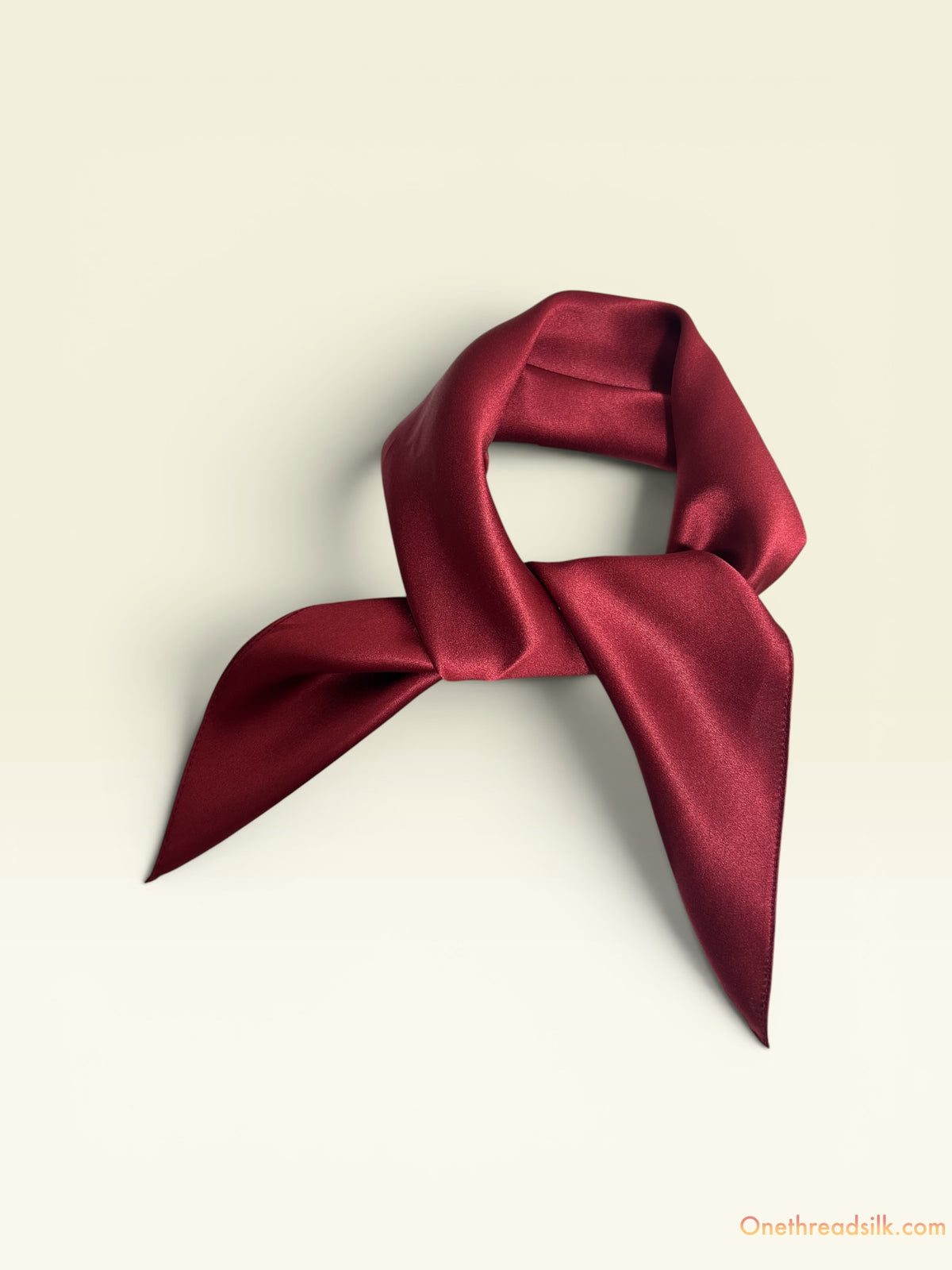 Vietnamese Mulberry Silk Scarf, Wine Red Square Bandana, Hand-Rolled Edges, Christmas Gift for Her