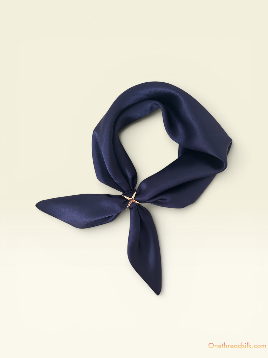 Vietnamese Mulberry Silk Scarf, Navy Blue Square Bandana, 22x22 Neckwear, Anniversary Gift for Her