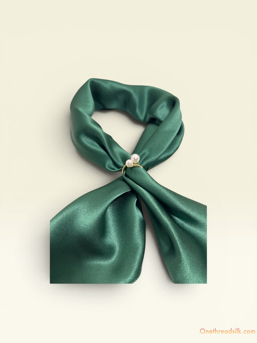 Emerald Green Vietnamese Mulberry Silk Scarf, 22x22 Square Bandana, Holiday Gift for Her