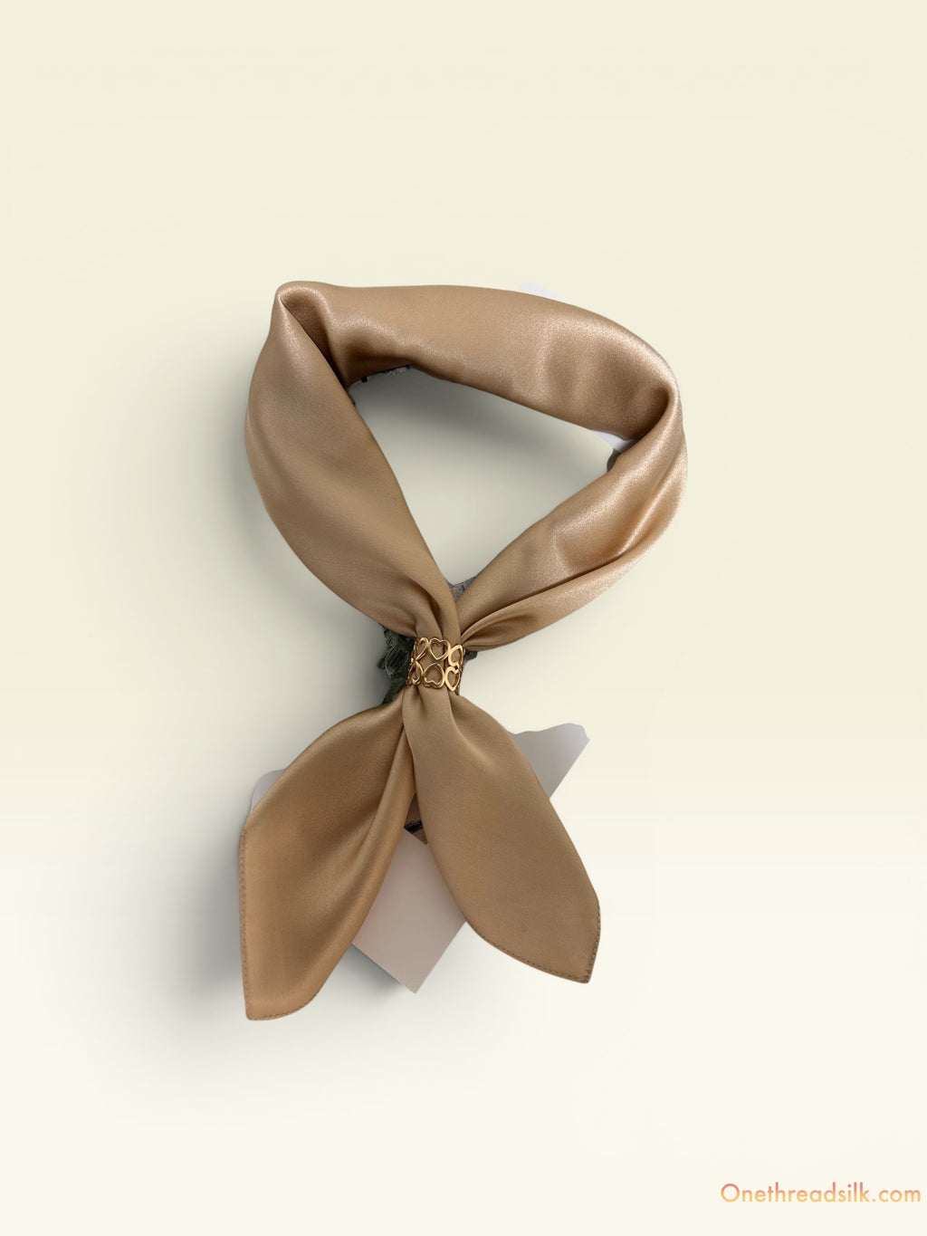 Vietnamese Mulberry Silk Scarf, Camel Tan Square Bandana, Golden Sheen (22x22), Gift for Mom