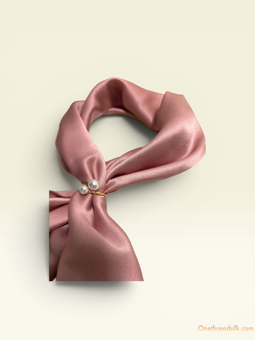 Dusty Rose Mulberry Silk Scarf, 22x22 Blush Square Bandana, Hand-Rolled Edges, Valentine's Day Gift