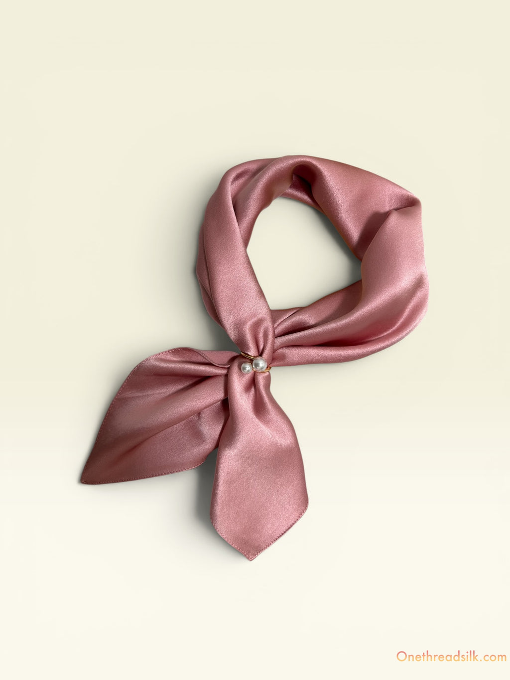 Dusty Rose Mulberry Silk Scarf, 22x22 Blush Square Bandana, Hand-Rolled Edges, Valentine's Day Gift