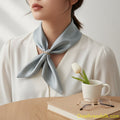 Vietnamese Mulberry Silk Scarf, Dove Grey Square Neckerchief, Hand-Rolled Edges, Gift for Her