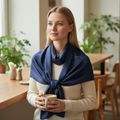 Vietnamese Mulberry Silk Wrap Scarf, Solid Navy, 43x71 Large Silk Shawl for Women, Gift for Her
